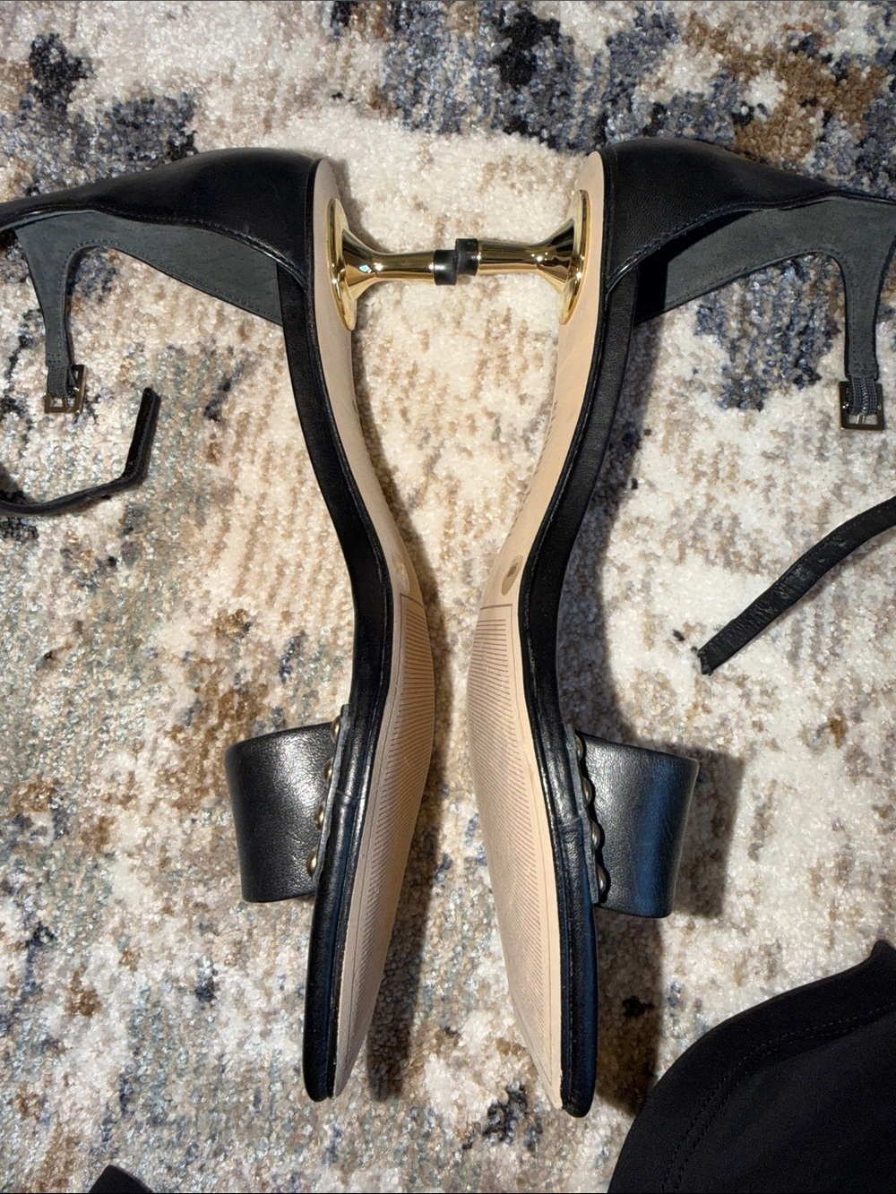 Gianni Bini Black Strappy Studded Kitten Heeled Sandals - Picture 4 of 10